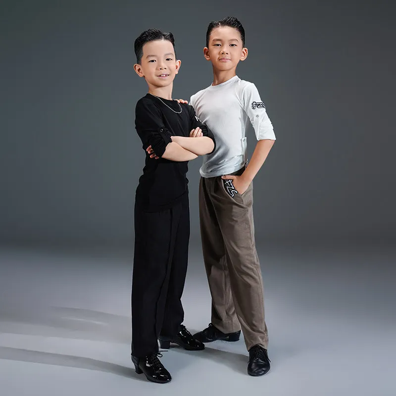 

Топ для латинских танцев с длинными рукавами для мальчиков, топы для детских танцев самба, румба, бальные танцы, детский топ для современных танцев, одежда для тренировок SL14966