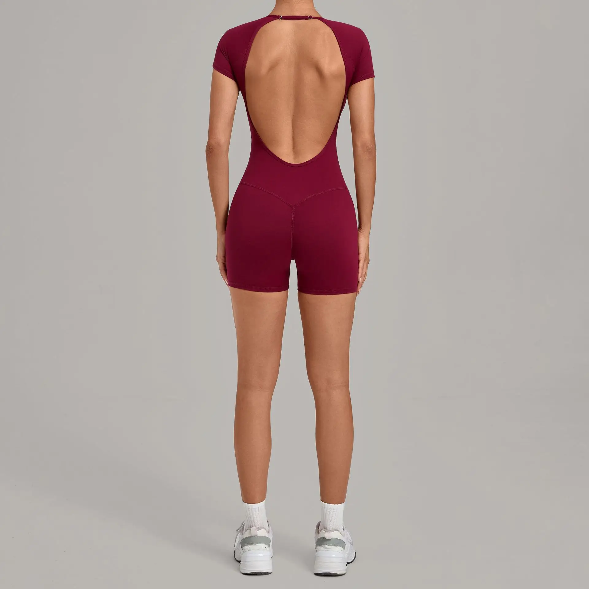 Impact Short Sleeve One Piece Jumpsuit Women Backless Hollow Out Sports GYM Bodycon Slim Fit Sexy Yoga Workout Bodysuit