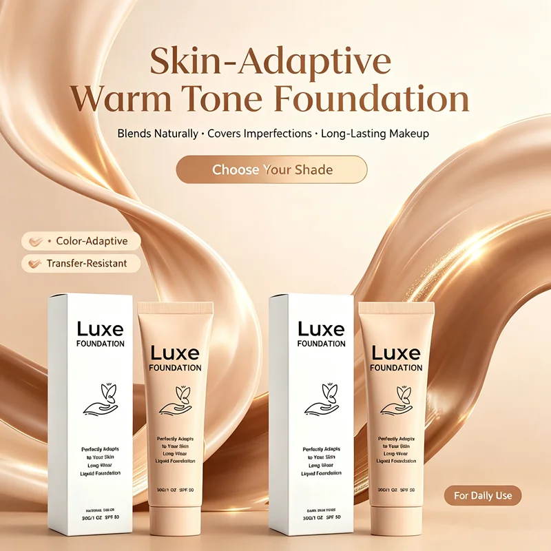 Temperature Adapt Foundation SPF50 Long Lasting Color Shift Face Base Natural Skin Tone Blending Lightweight Non-Cakey Skincare