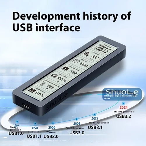 Imagen 2 del producto Caja M2 SSD NVMe SATA protocolo Dual 10Gbps con pantalla de visualización Digital inteligente USB3.2 Gen2 tipo C caja de disco M.2 SSD