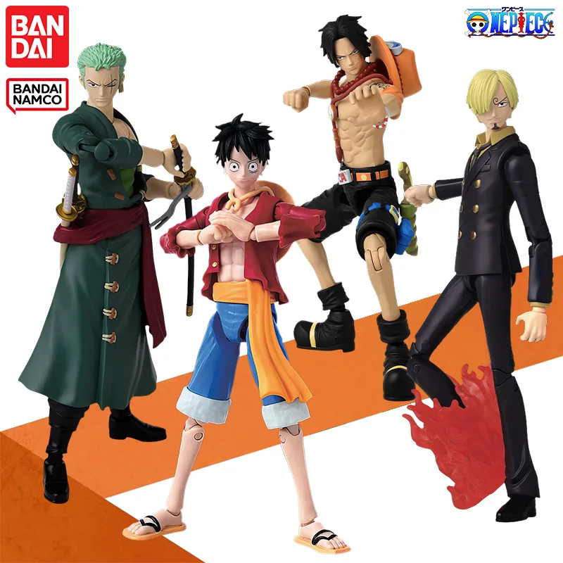 Genuine Bandai ONE PIECE Anime Heroes Monkey D Luffy Sanji Roronoa Zoro Ace Action Figure Collection Model Toy Kid Birthday Gift