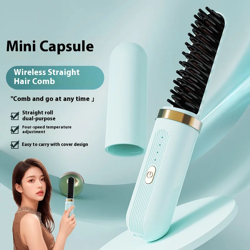 Portable Wireless Hair Straightening Tool Household Anion Comb That Doesn't Hurt Hair USB Power Source for Travel Hairdressing