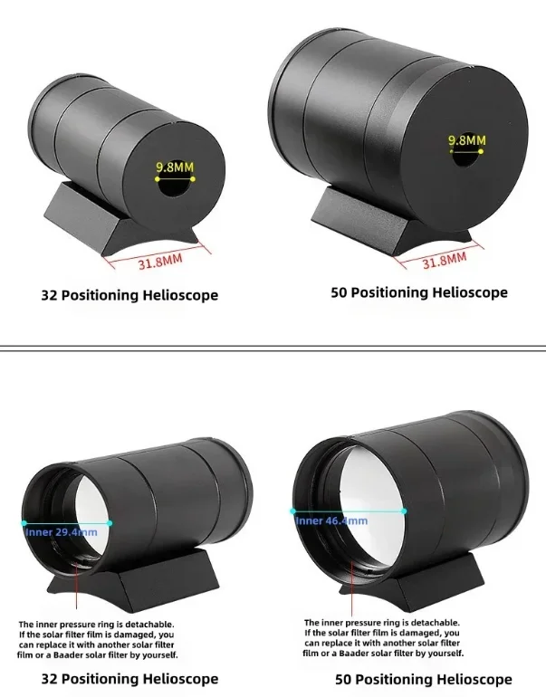 32/50/70mm Solar Finder Sun Positioning Accessory for Telescope Ideal for Total Partial Solar Eclipse Sunspot Observation