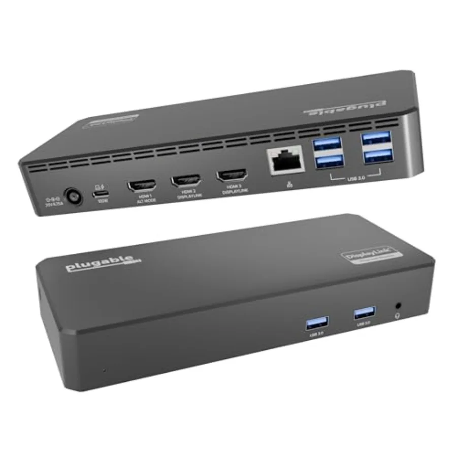 

Док-станция USB-C с тройным дисплеем, 100 Вт PD, 3x HDMI, 1x 4K 30 Гц, 2x 1080p 60 Гц, 6x портов USB 5 Гбит/с, совместимость с Windows, macOS, ChromeOS