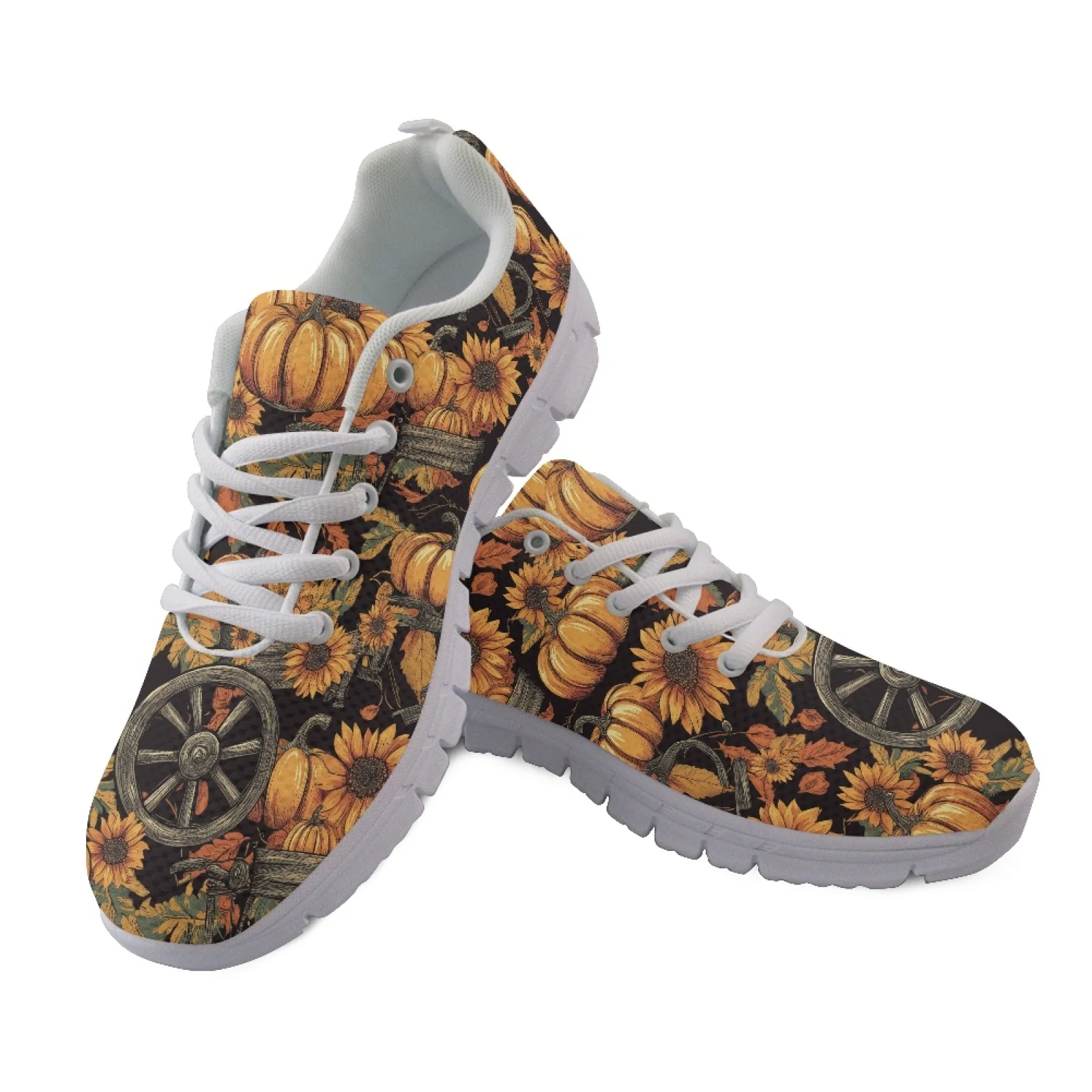 Coloranimal Pumpkin Sunflower Mesh & EVA Sole Women Tennis Shoes Soft Running Shoes for Womens New Trend