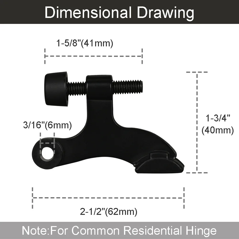 2pcs Adjustable Hinge Pin Door Stop, Hidden K-Type Design With Rubber Buffer Damper, Thick Metal Construction For Secure Door Ho