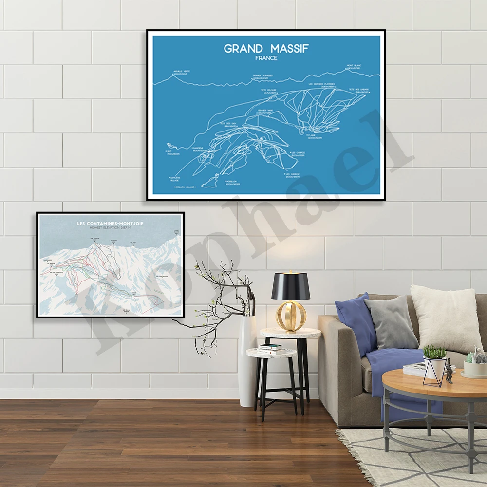 France. Valmaigner. Alps. Great massif. Meribel. Morzine Ski Map. Unique Gift For Him Or Her. Poster For Wall Decoration