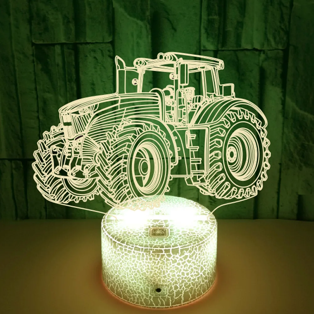 Nighdn 3D Illusion Lamp Tractor Night Light for Bedroom Decoration Led Table Desk Lamp Tractor Gifts for Boys Child Nightlight