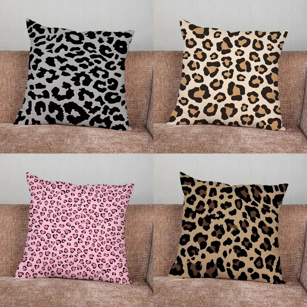 Pink Leopard Pattern Suitable for Home Bedroom Car Office Decoration Living Room Sofa Cushion Cover Pillowcase