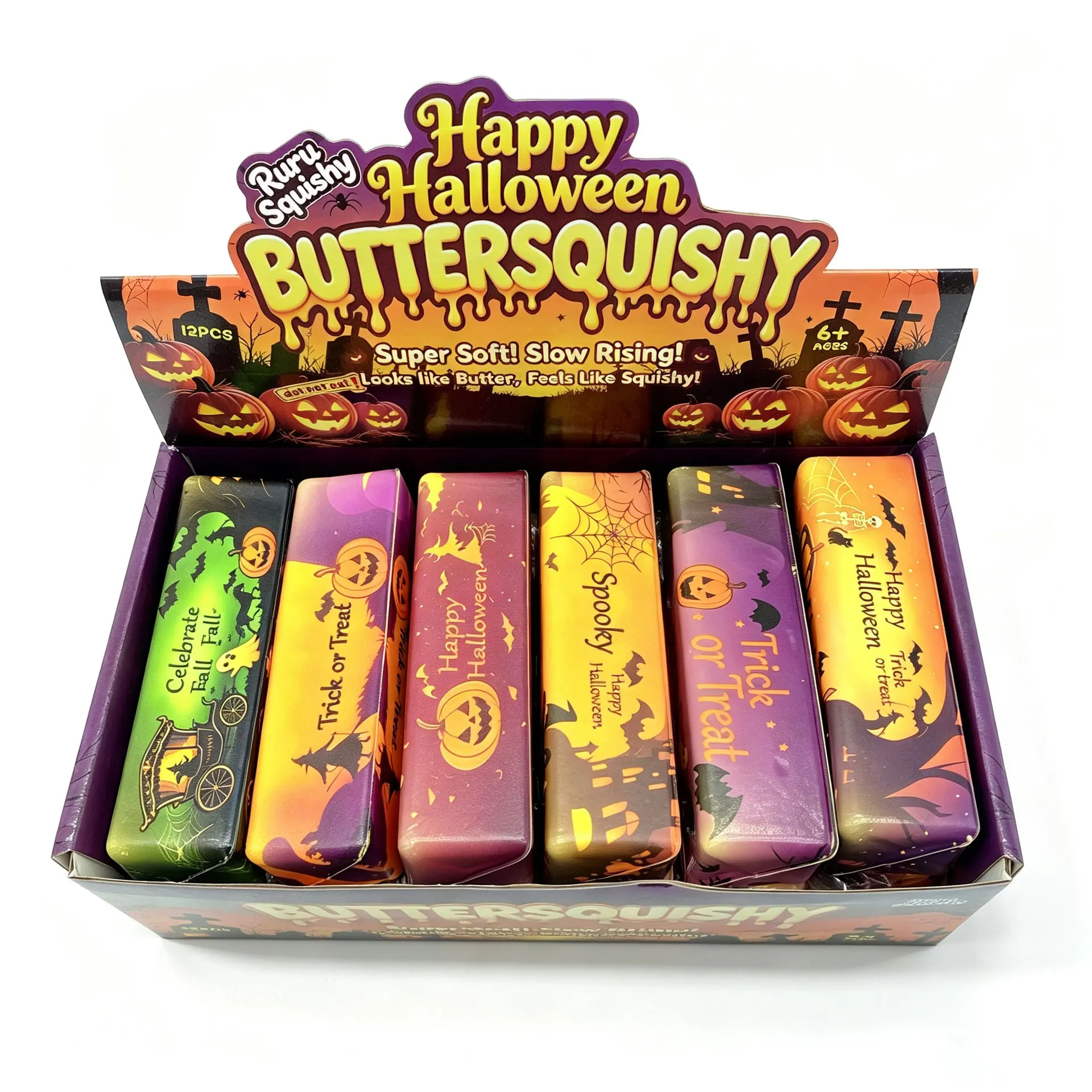 Popular Halloween independent packaging butter stick slow rebound kneading simulation milk stick kneading decompression toy