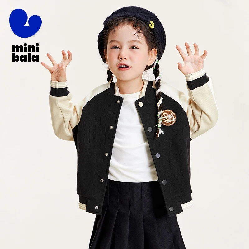 Mini Bala Casual Wear Spring New Unisex Children Baseball Jacket Fashionable Color-Blocking Loose Children Jacket