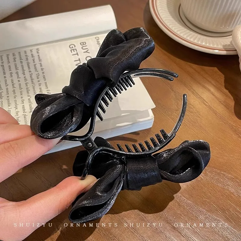 Elegant Solid Chiffon Bow Bun Ponytail Hair Clips For Women Girls Sweet Hair Ornament Hairpin Barrettes Fashion Hair Accessories