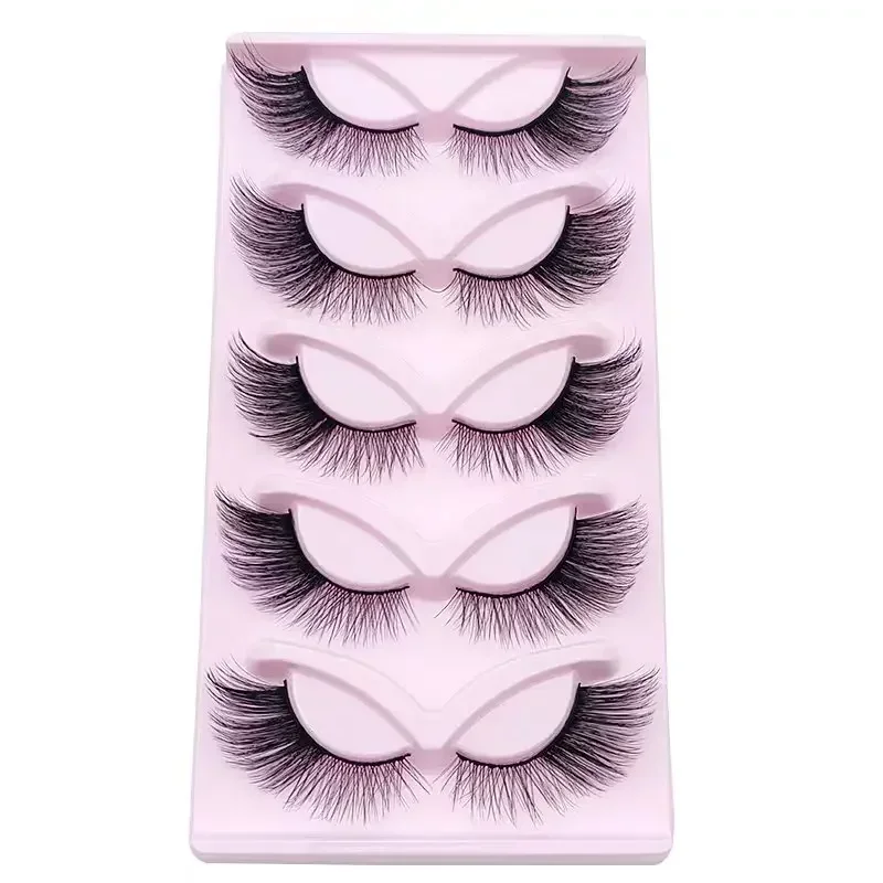 Faux Cils 3D Naturels en Faux Vison, Accessoire de Maquillage, 5 Paires