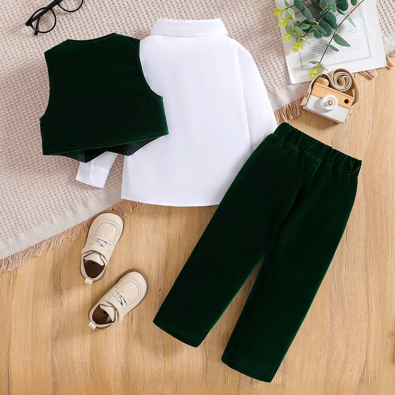 4Piece Sets Spring Autumn Baby Boy Clothes Korean Fashion Gentleman Tie Vest+White T-shirt+Pants Boutique Kids Clothing BC1578
