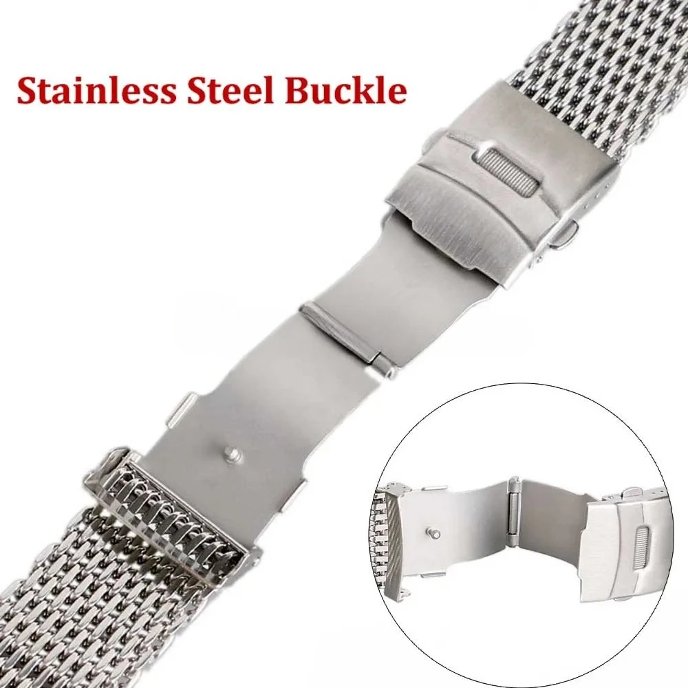 الفاخرة القرش شبكة الفولاذ المقاوم للصدأ حزام (استيك) ساعة ل Seiko 20/22 مللي متر حزام ميلانيزي حزام لسامسونج ل كاسيو المواطن سوار 2026 #3