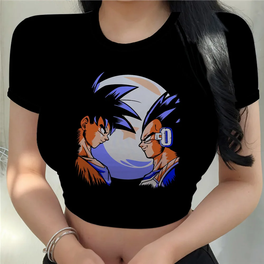 Y2k Kawaii Clothes Goku Women\'s T-shirts Summer 2024 T-shirt Harajuku Vegeta Tops Anime New Dragon Ball Z Clothing Cool Fashion