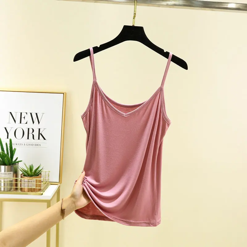 Modal camisole vest for women in summer, thin design with sleeveless lining, oversized loose and chubby fit, and a slim top for