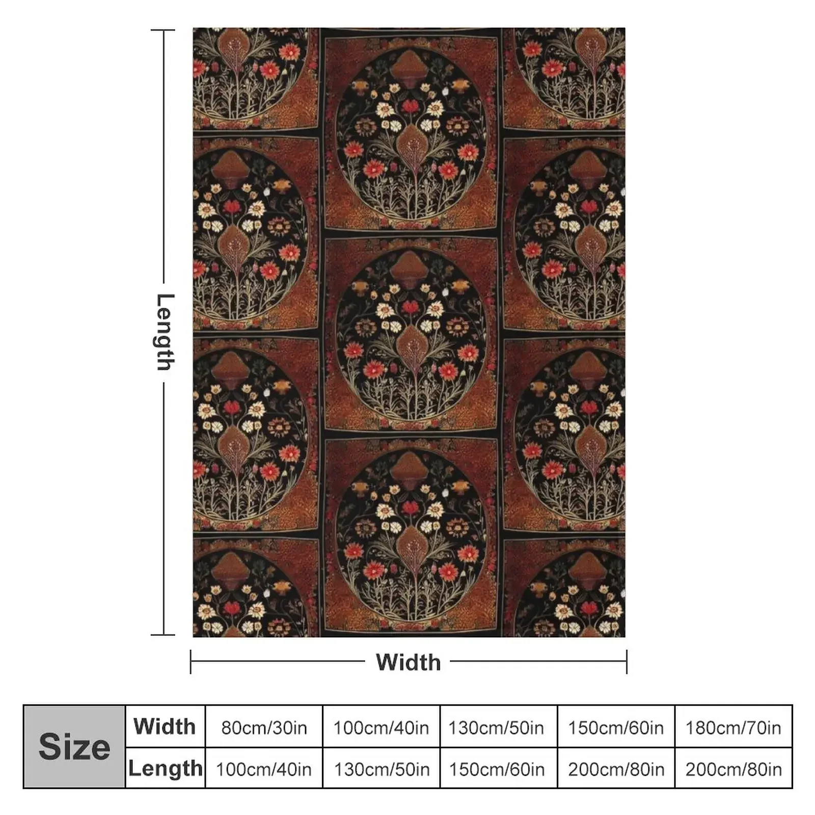 New Kashmiri carpet Floral pattern black red and gold Throw Blanket Thin Giant Sofa Blankets