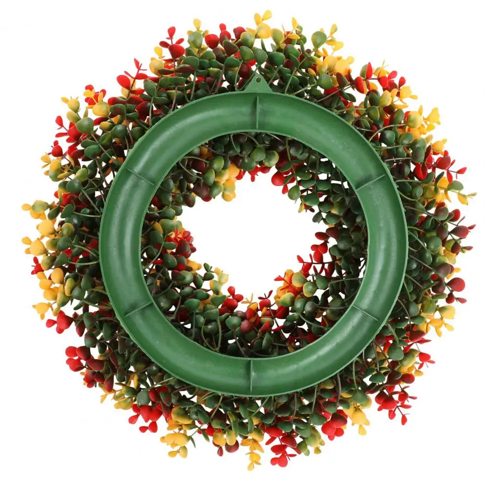 Eye-catching Wreath Realistic Simulated Eucalyptus Wreath Vibrant Fade-resistant Holiday Decoration for Home Pendant Plastic