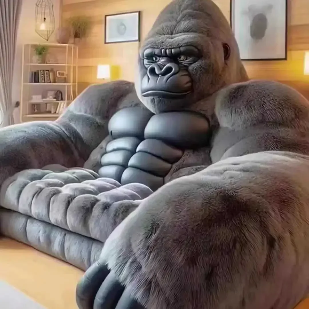 Gorilla Sofa Living Room Furniture Two-Dimensional Diamond Sofa Bedroom Bed Creative Large Animal Leather Sofa Bed