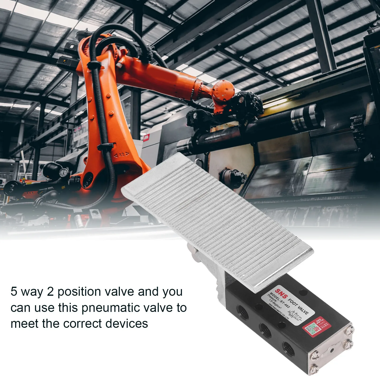 

Пневматический клапан с ножной педалью, 5-ходовой, 2-позиционный, G1/4in, ножной клапан регулирования давления воздуха из алюминиевого сплава, ножной пневматический регулирующий клапан