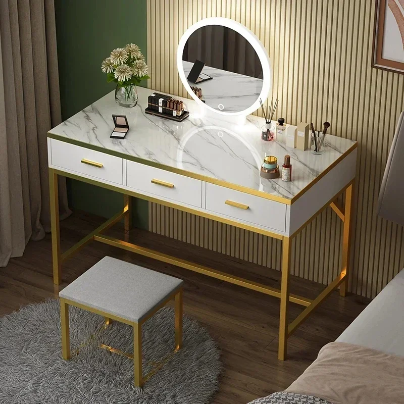 Organizer Drawer Dressing Table Makeup BedroomLuxury Nordic Dressing Led Lights Toiletries Coiffeuse Furniture