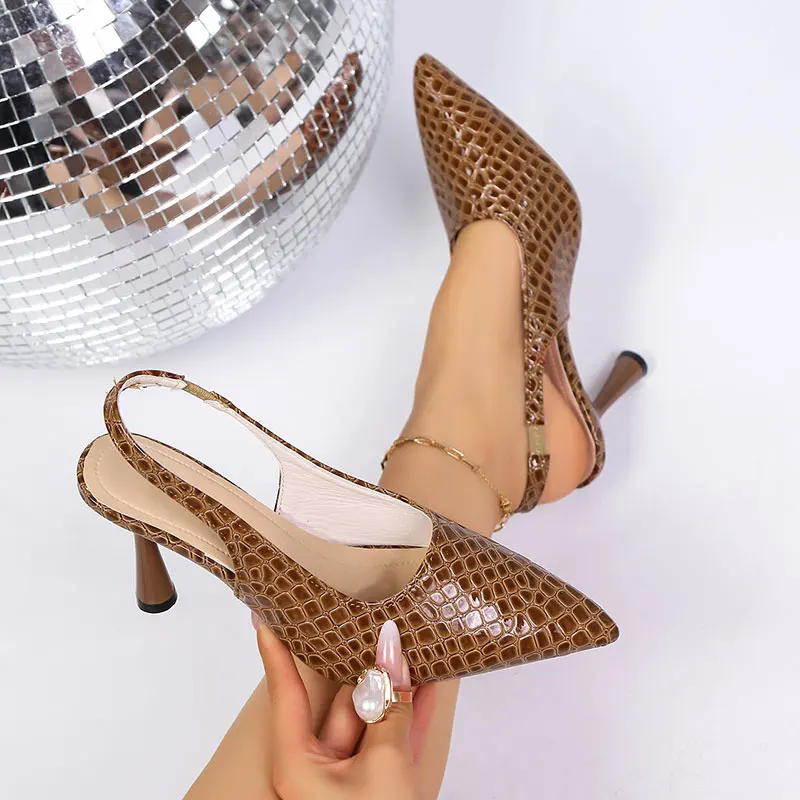 

Elegant Fashion Single Shoes Pointed Toe Low Cut Thin Heel Stylish Sexy Versatile High Heel Sandals Luxury across the Border