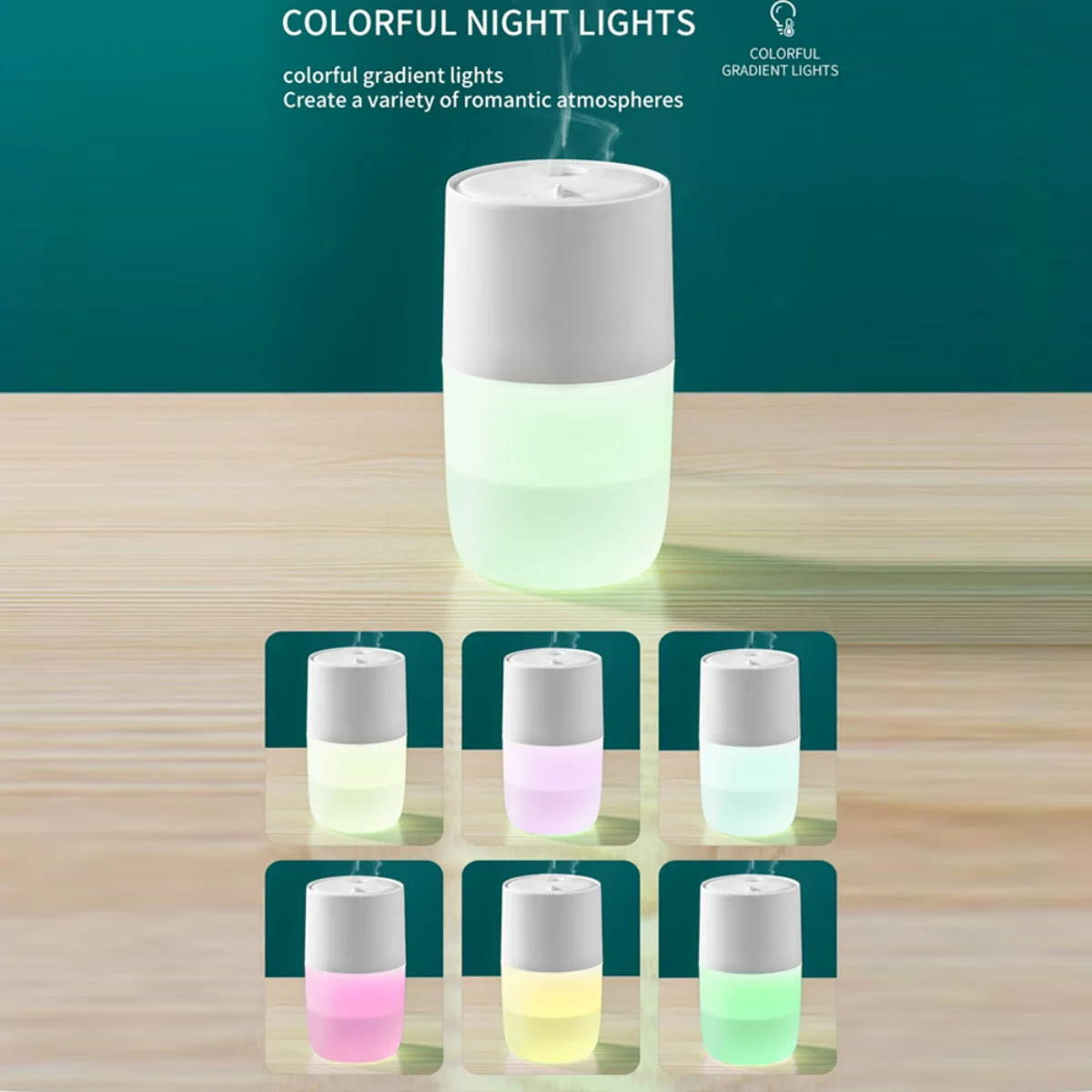 300 ml Diffusor für ätherische Öle, Ultraschall-Luftbefeuchter und Luftreiniger mit 7-Farben-LED-Nachtlicht |   Leiser Betrieb, inklusive Rela
