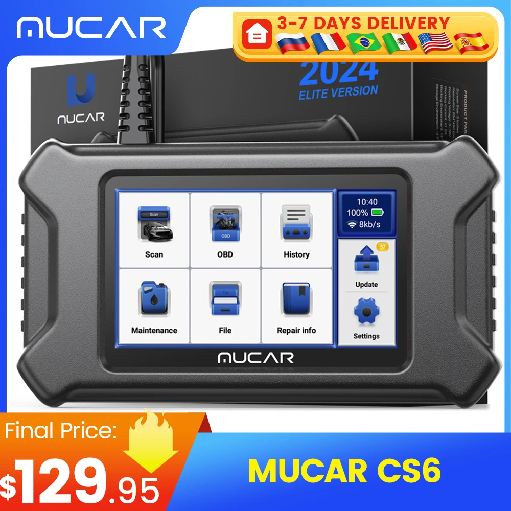 MUCAR CS6 CS4 CS90 OBD2 Diagnostic Tool Car Check Engine Tool Automotive  OBD2 Scanner Free Update for All cars