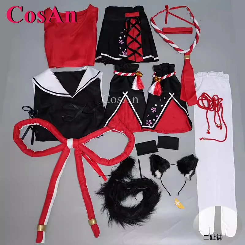 أزياء كوسان أنيمي Vtuber Hololive Ookami Mio التأثيرية أزياء جميلة وجميلة للزي اليومي ملابس لعب الأدوار والحفلات