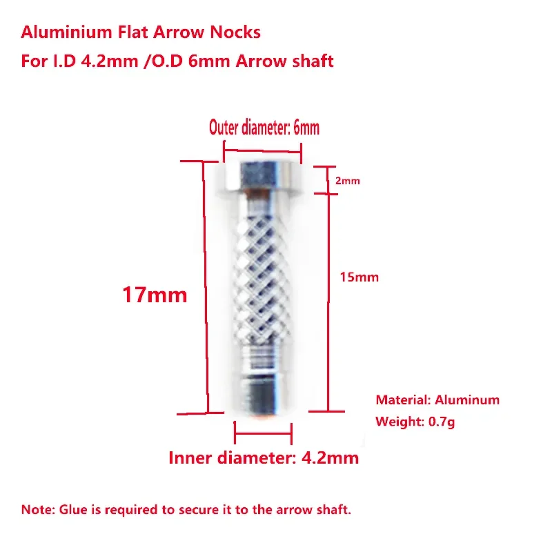 Puntas de flecha plana de aluminio, 50/100 piezas, para I.D4.2mm O.D6 mm, eje de flecha, arco de tiro con arco de caza