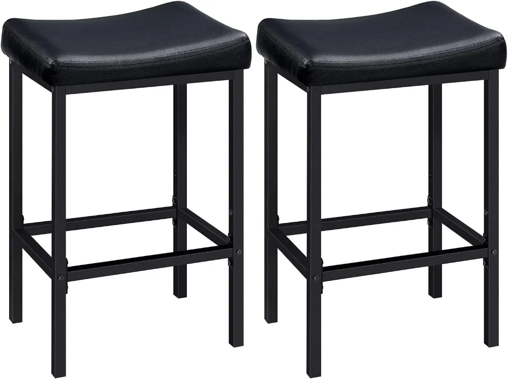 

HOOBRO Bar Stools, Set of 2 Bar Chairs, Counter Height Stools, Saddle Stools with Curved Surface, Kitchen Stools