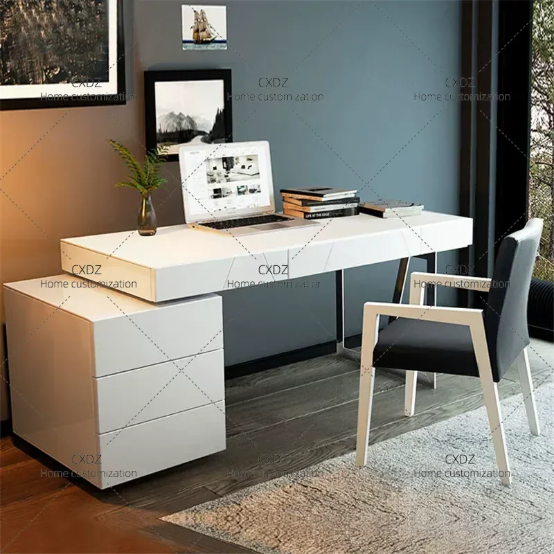 Nordic Light Luxury Desk Modern Simple Computer Desk Home Office Writing Table Customizable Paint Finish Workstation