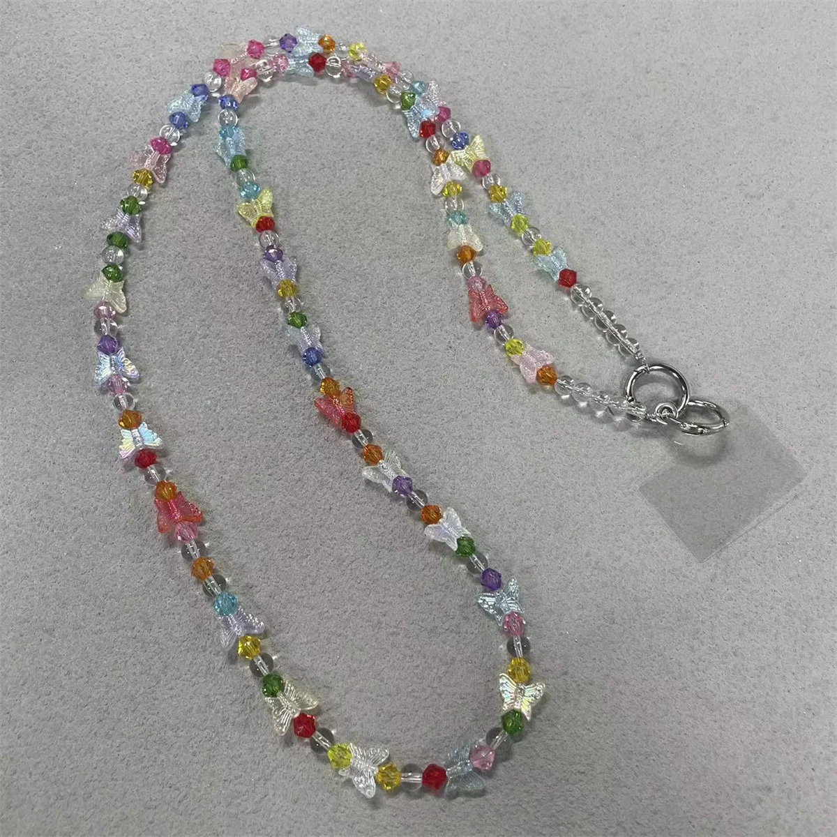 Long Phone Hanging Rope Crossbody Hanging Chain Butterfly Handmade Beaded Universal Pendant Sturdy Phone Case