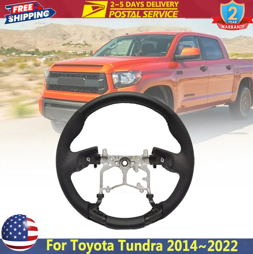 4510004321C0 عجلة القيادة مثقب بو الجلود القبضات مسطحة القاع لتويوتا تندرا 2014 ~ 2022 الجلود سائق عجلة القيادة #1