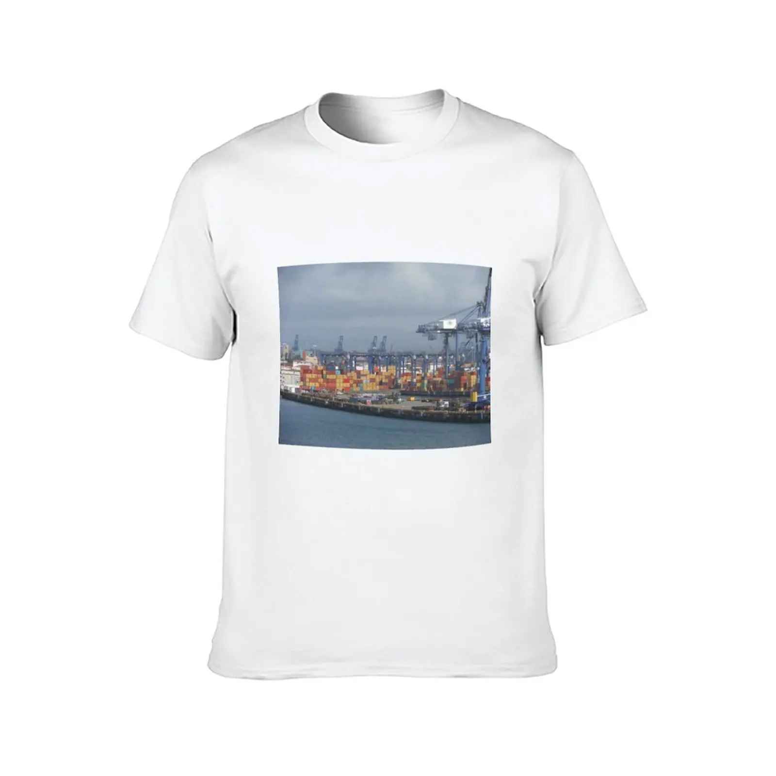SHIPPING CONTAINERS, CARGO PORT, PANAMA CITY, PANAMA T-Shirt t shirts for man cotton cotton tshirt 100% T-Shirt