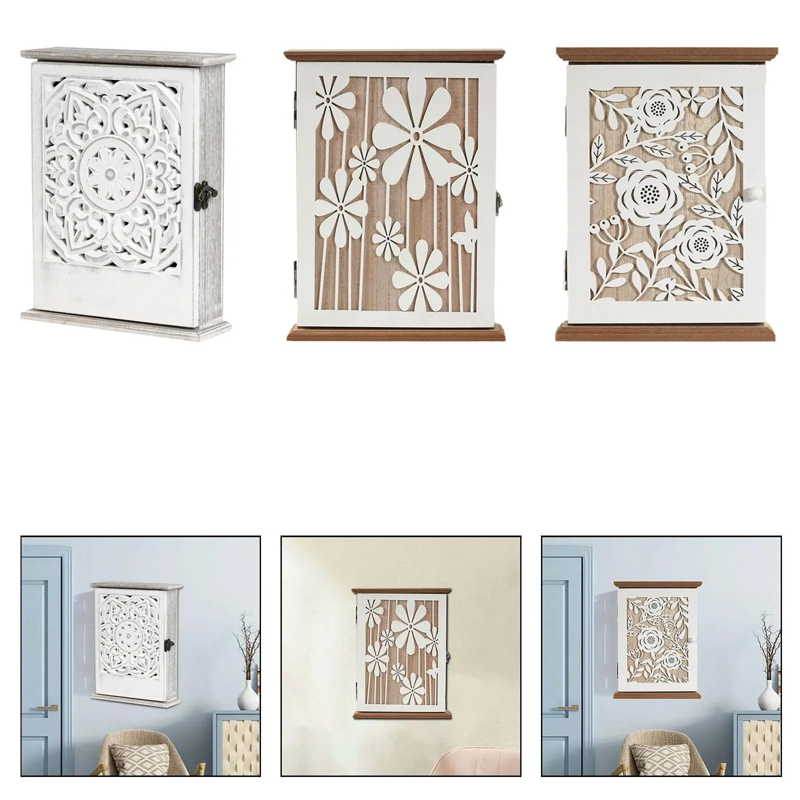 Key Box Organizer Portable Gifts Easy to Install with 6 Hooks Ornament for