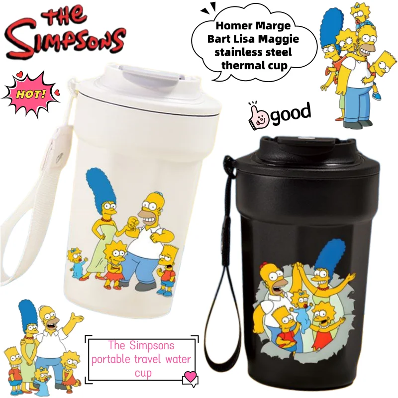 

New The Simpsons Homer Marge Bart Lisa Maggie creative anime stainless steel insulated cup portable cartoon water cup for travel