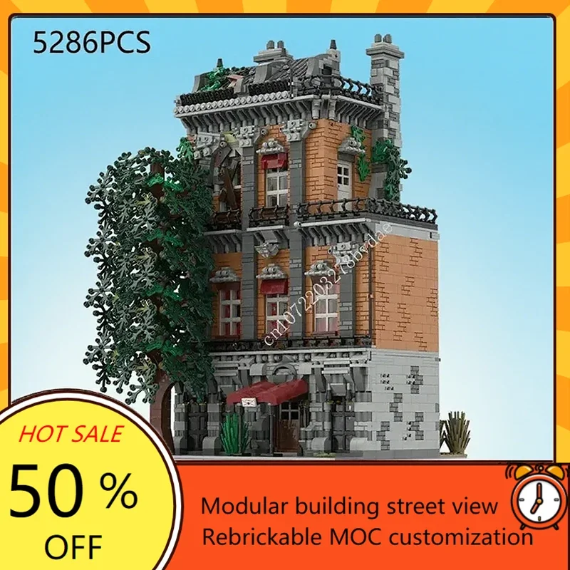 

5286 шт., модульная головоломка Old Town Hostel MOC на заказ-креативная архитектура с видом на улицу, сборная модель «сделай сам», развивающая игрушка в подарок