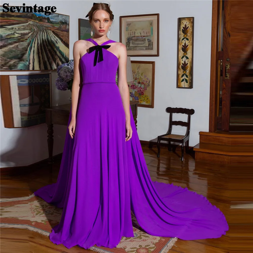 

Sevintage Elegant Purple Chiffion Prom Dresses Strapless With Bow Long Cape Formal Evening Dresses Women Party Gowns 2023