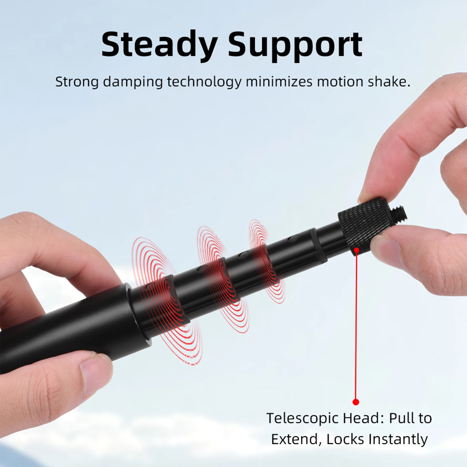 Selfie Stick For Action Cameras Extendable Aluminium Pole_voghion.com