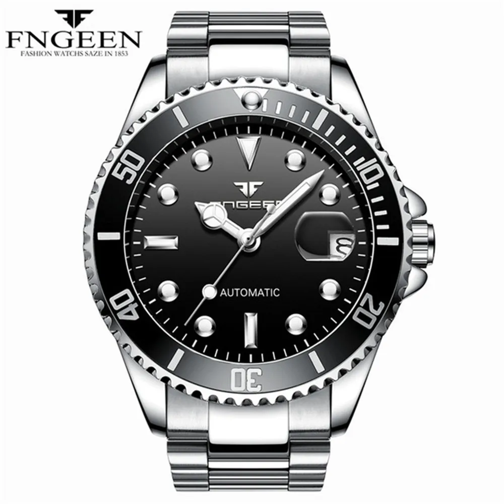 FNGEEN 9001 Luxury Brand Men Watch Steel Tourbillon Skeleton Mechanical Watches Luminous Automatic Date Diamond Wristwatch