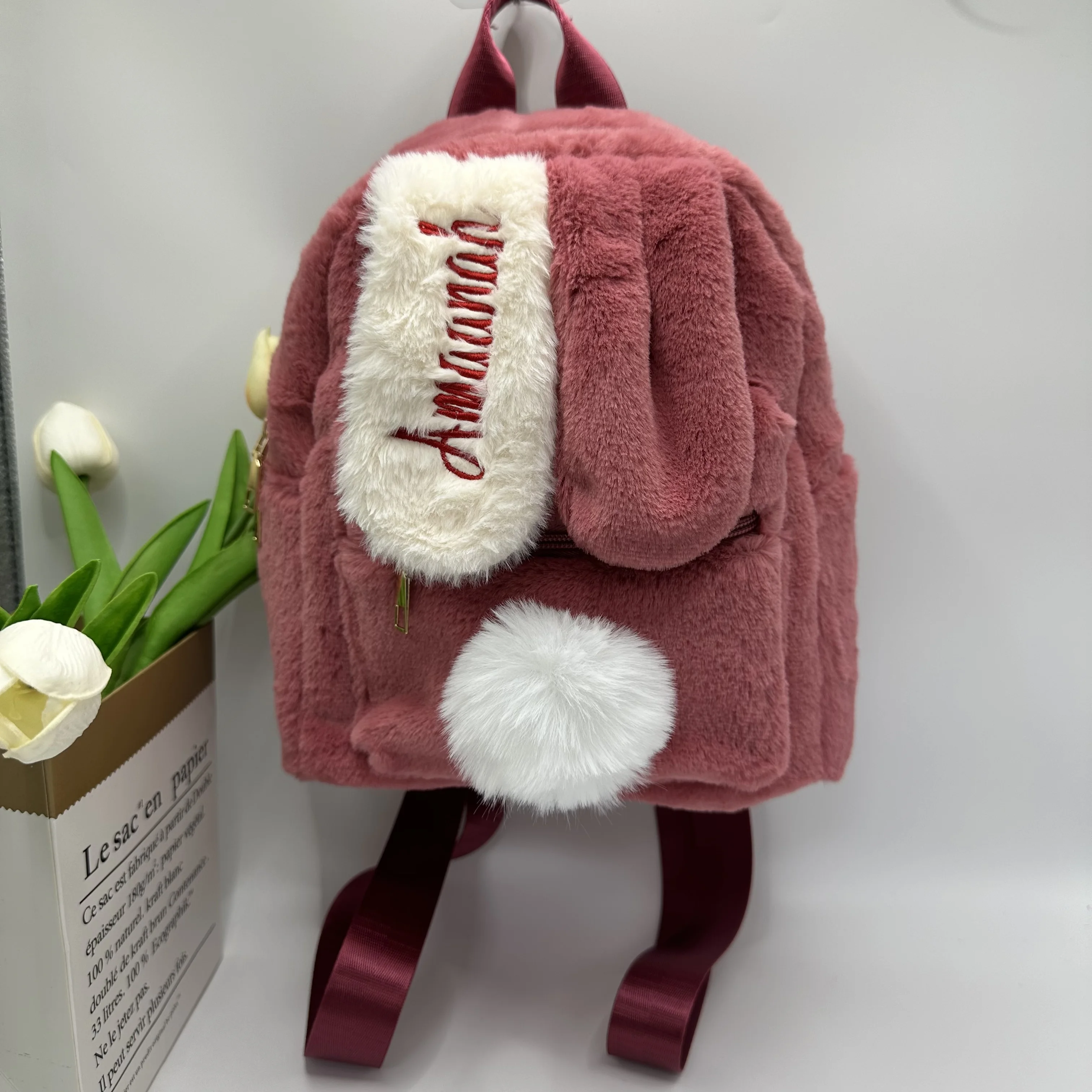 Personalized Plush Backpack For Women In Autumn And Winter, New Cute Rabbit Ears, Plush Women\'s Backpack, Plush Bag