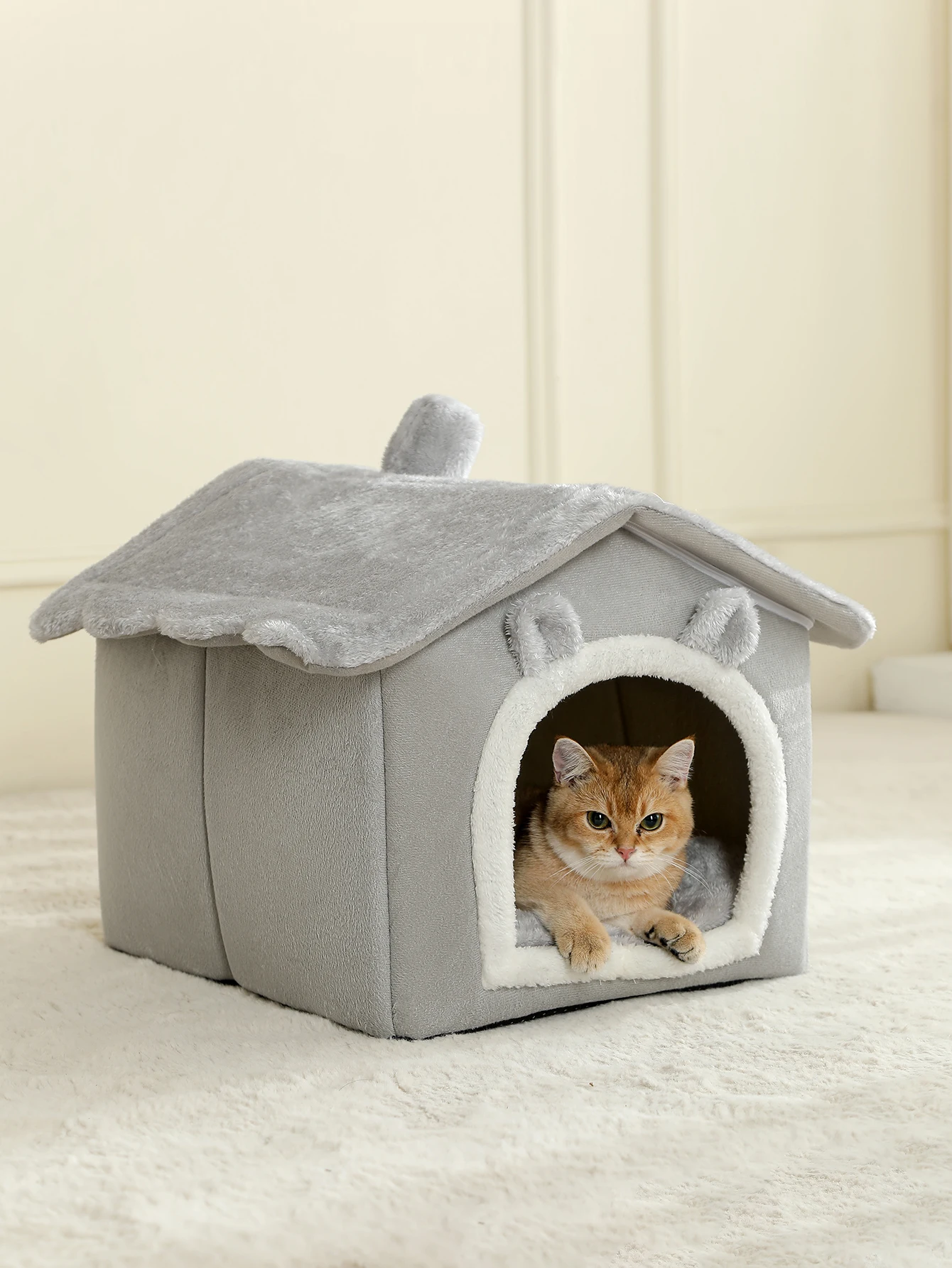 Faltbares, waschbares Katzenbett, Sofa, Haustierhaus, abnehmbares Kissen, Höhlenbett für kleine Hunde und Katzen, weiches Zeltkissen, geeignet für alle vier Jahreszeiten – Detail 4