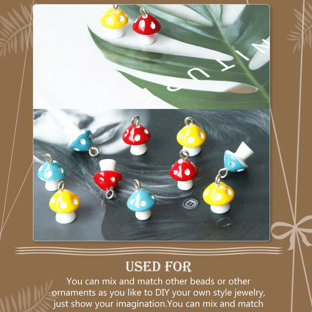 

30Pcs Mushroom Charm Resin Pendants Jewelry Making Supplies for Necklace Bracelet Earrings DIY Cartoon Mushroom Accessories