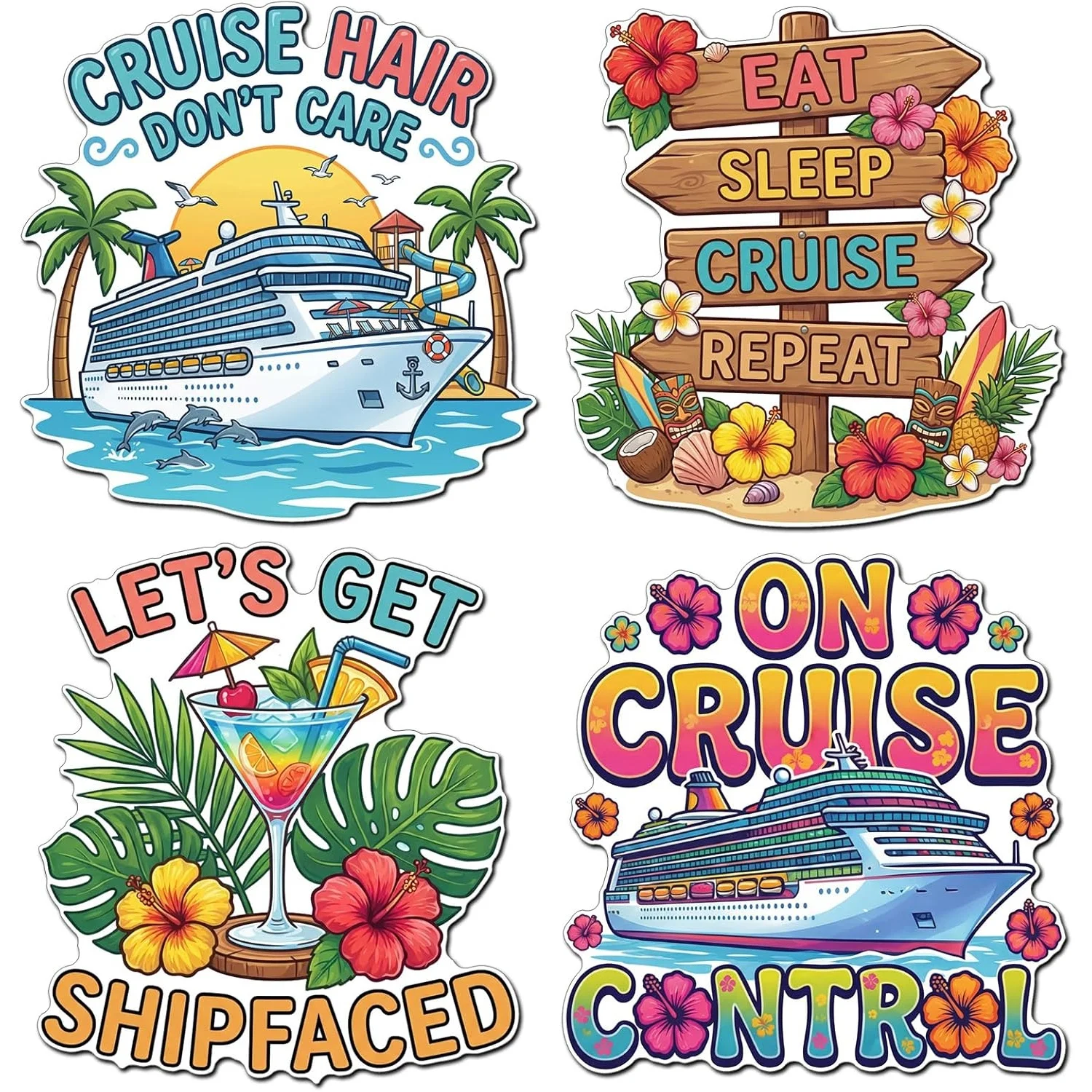 4 Pcs Tropical Cruise Door Decorations Magnetic Large On Cruise Control Ship Door Magnets Funny Hawaii Nautical Magnets Cabin St