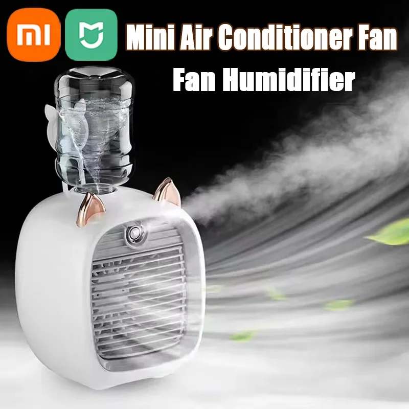 XIAOMI MIJIA Portable Mini Air Conditioner Fan USB Air Cooler Fan Humidifier 3 Speed Spray Mute Cooler for Office Desk Cool Fans