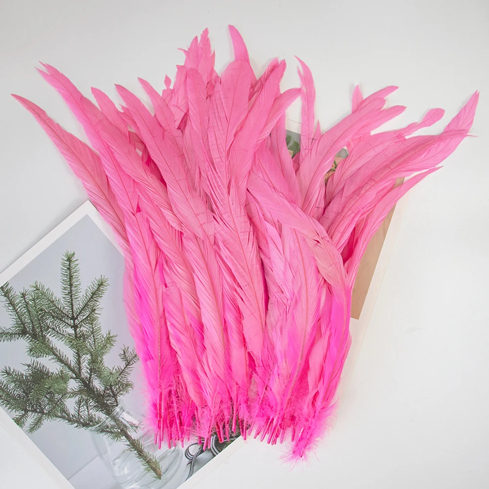 50 Stück Rosa Hahnenschwanzfedern 25-30CM 30-35CM 35-40CM für Schmuckzubehör Partyhüte Kleiderdekoration DIY-Bastelarbeiten Hühnerfedern