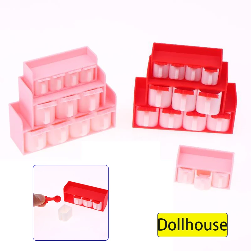 1/12 Dollhouse Mini Cartoon Seasoning Jar Model Dollhouse Kitchen Decoration Dolls House Scene Accessories Pretend Play Toys