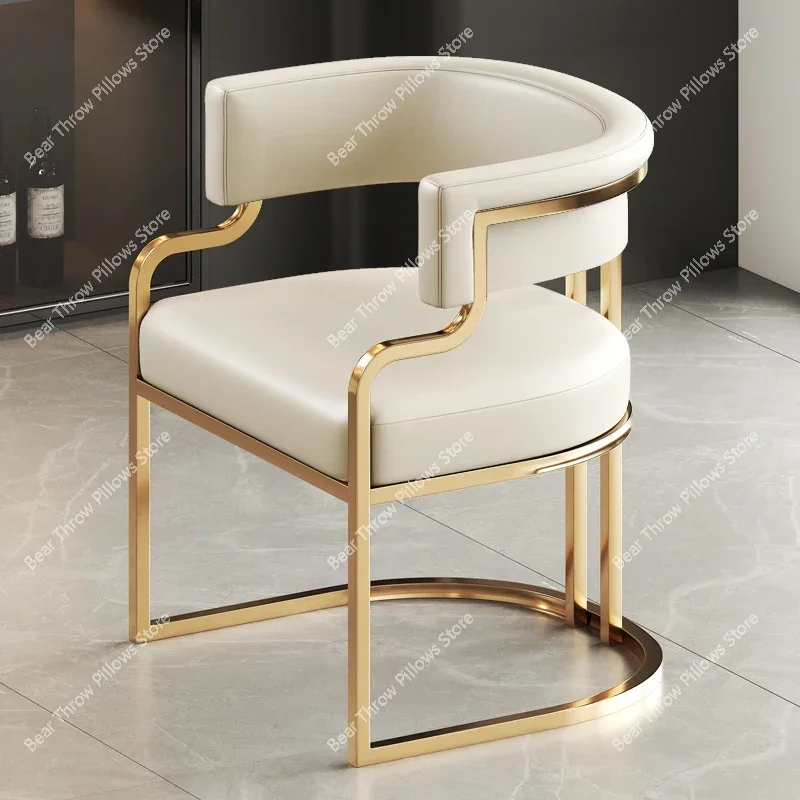 Designer Unique Dining Chairs Beige Gold Legs Waiting Fashion Sofa Chairs Luxury Adults Floor Protector Sillas Indoor Supplies